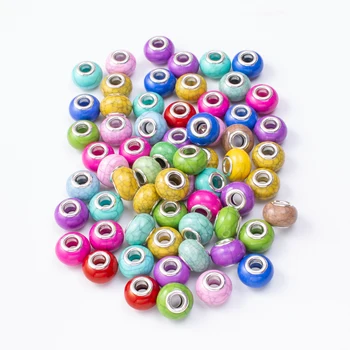

20Pcs/Lot Mix Color Silver Plated Buckle DIY Resin Plastic Bead Charm Fits for Pandora European Jewelry Bracelet js2252