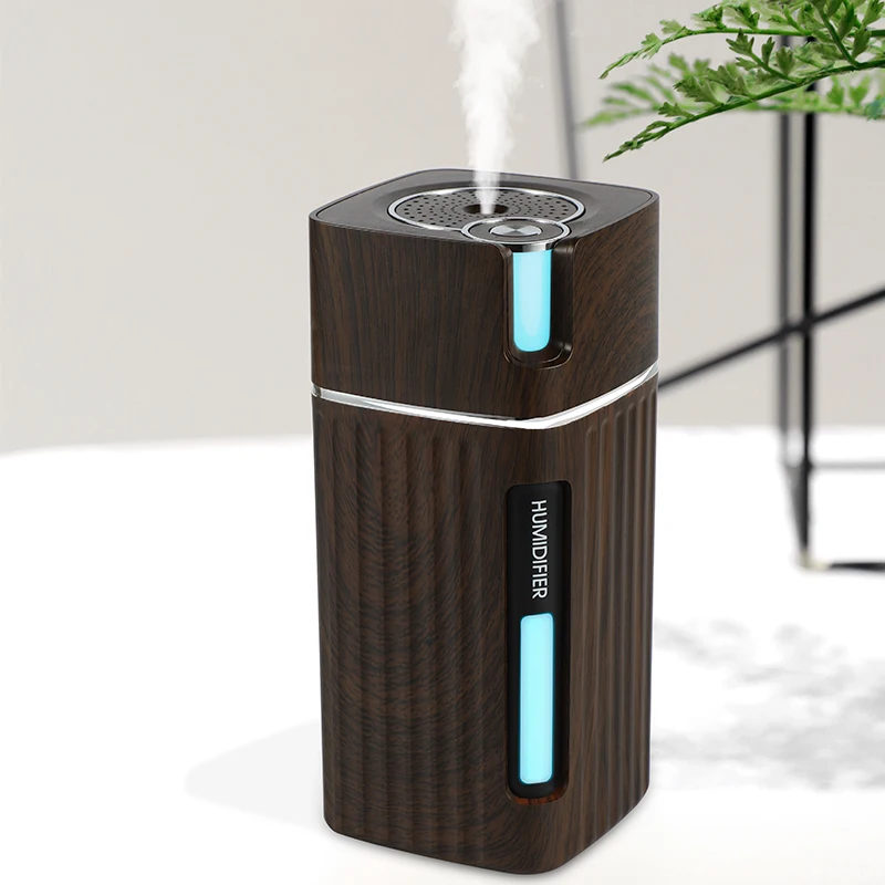 Mini umidificatore portatile venature del legno 300ML ultrasuoni auto USB diffusore di aromi aria lampada LED colorata umidificatore per auto casa ufficio_voghion.com