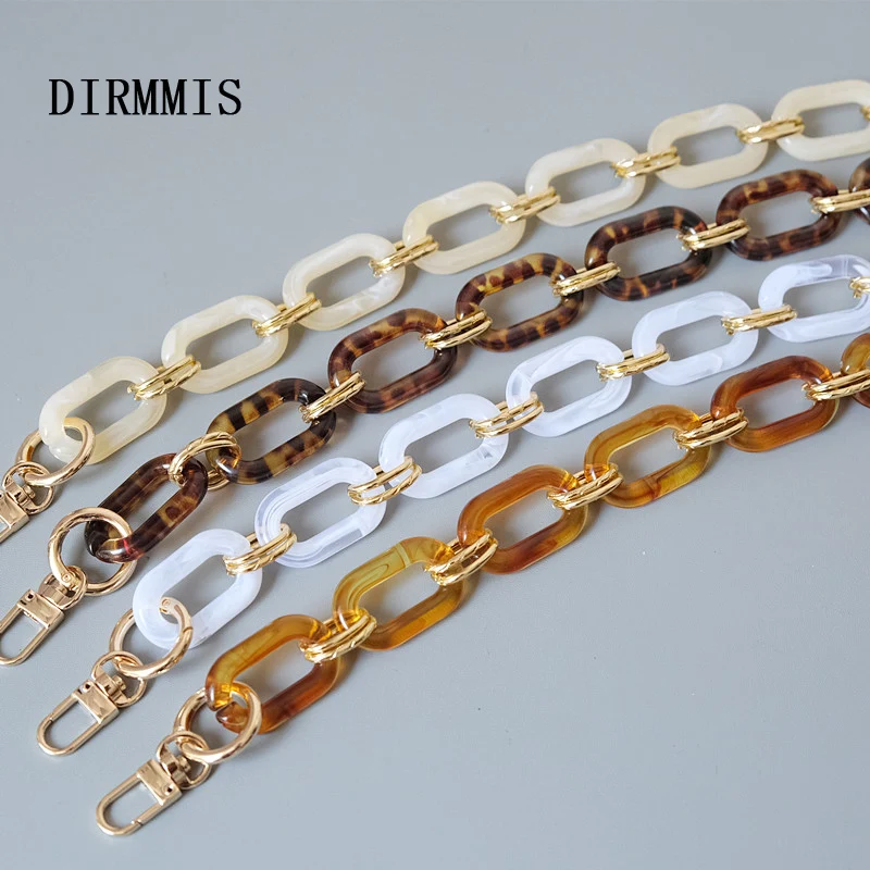 New Fashion Woman Handbag Accessory Parts White Pearl Acrylic Resin Chain Luxury Leopard Strap Women Shoulder Cute Clutch Chains diy replaceable resin chains acrylic handbag accessory chains detachable plastic starp clutch purses chain bag accessories 100cm