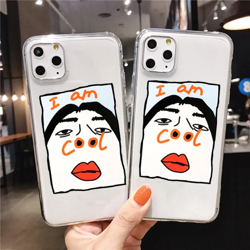 Мягкий чехол из ТПУ с забавным рисунком I Am Cool для iPhone 11Pro MAX силиконовый телефона X