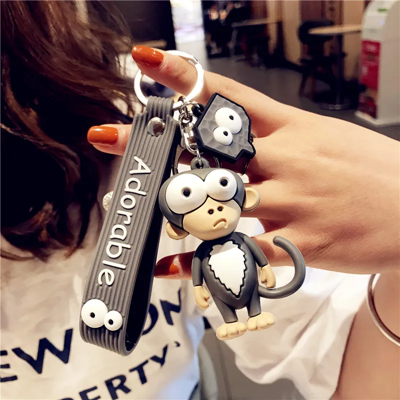 Epoxy Playful Monkey Keychain Elephant Cute Trinket Women Men Couple Pendant Bag Car Key Ring Jewelry Lanyard Accessory Gift Toy 4