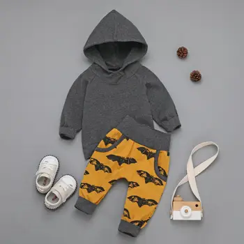 

Toddler Baby Boys Plaid Cartoon Shirt Tops+Pants Kids Clothes Sets Newborn Clothing Winter Set