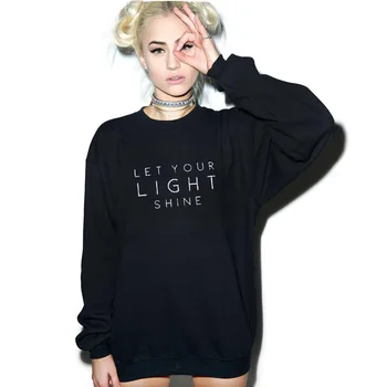 

Let Light Shine Letter Crewneck Hoodie Women Fashion Funny Slogan Christian Cool Girl Holiday Gift Unisex Tops Soft New Arrival