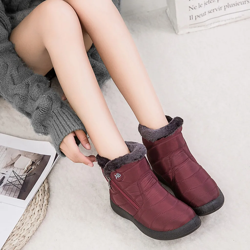Waterproof Short Booties Women's Winter Warm Snow Boots With Plush Non-Slip Footwear Plus size 35-43 autumn and Winter Shoes