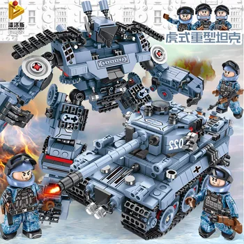 

830PCS Tank Building Blocks Helicopter Toys Minifigure Vehicle Aircraft Boy Educational Block Military Compatible LegoED Bricks
