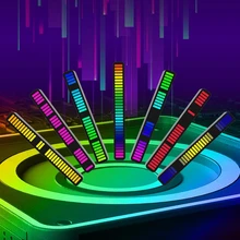 Lampe USB Rechargeable à 32 LED, 18 couleurs, 8 Modes dynamiques, contrôle du son, lumière, voix d'ordinateur, capteur de rythme