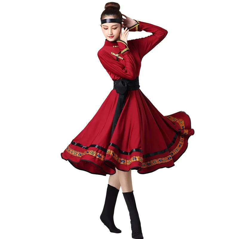 2 Mongolian Costume Clothes Chinese Folk Dance Costumes Clothing Dress Stage Dance Wear Performance Mongolian Dress TA2130 - Цвет: 2