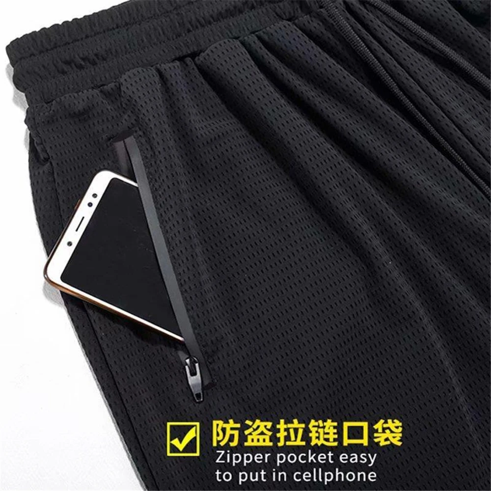golf pants Men's Summer Mesh Breathable vIce Silk Pants Cooling Casual Pants Loose Plus Size Straight Track Pants With Ankles Trousers white sweatpants