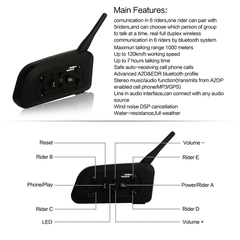 VNETPHONE футбол рефери одно ухо наушники Bluetooth гарнитура 1200 м рация V6C