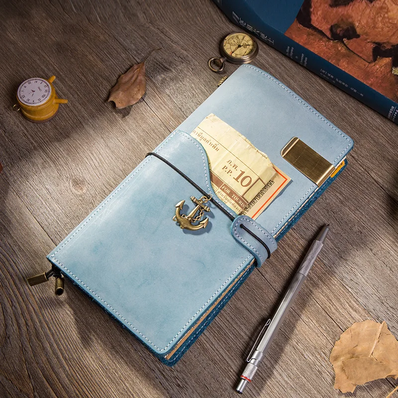 

A6 Travel Genuine Leather Handmade notebook Bandage TN journals Notepad diary sketchbook