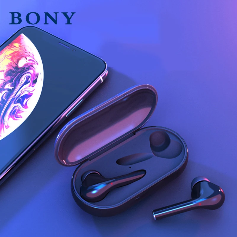 BONY TWS Беспроводная bluetooth-гарнитура 5,0 с двойным микрофоном для вождения автомобиля, гарнитура с отпечатком пальца, разблокировка ботинок, новая мода, наушник