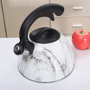 

Stainless Steel Tea Kettle Stovetop Whistling Tea Pot 3L Capacity With Half-handle Camping Picnic Tea Pot Outdoor Water Kettle