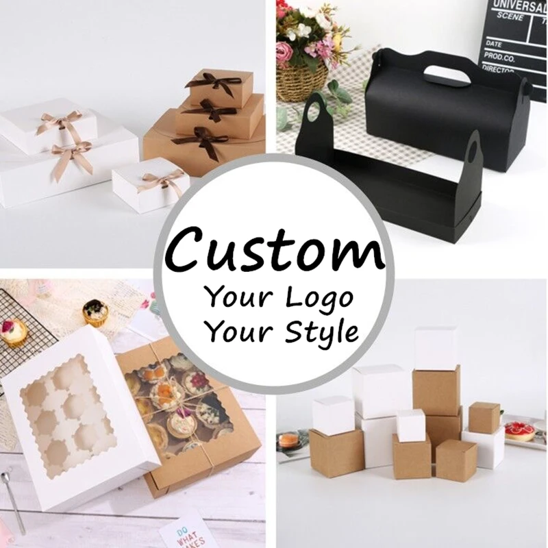LBSISI Life Custom Paper Candy Cookie Cake Gift Box Print Logo Customized Packing Package Kraft White Black Holding Boxes
