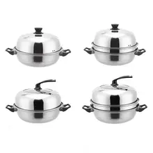 Нержавеющая сталь стек паровой горшок крышка Пароварка кастрюля Двойной бойлер плита использование