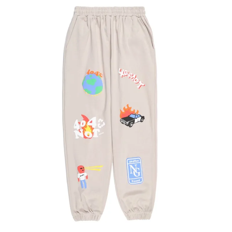 2021FW Trousers Cartoon Print Sweatpants Cotton Season Series Pocket Men Women High Quality Kanye West Pants Casual | Мужская одежда