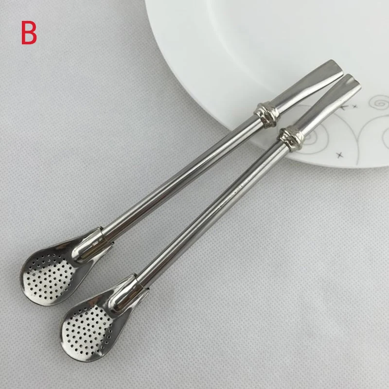 Drinking Straw Spoon Stainless Steel Tea Yerba Mate Straw Gourd Bombilla Filter Spoons Reusable Metal Tea Tools Horse Tea Spoon3