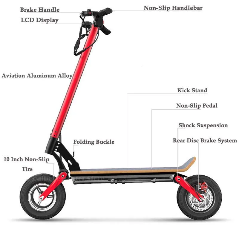 Daibot Off Road Electric Skateboard Two Wheels Electric Scooters Double Drive 10 Inch 500W Foldable Powerful Electric Scooter (7)