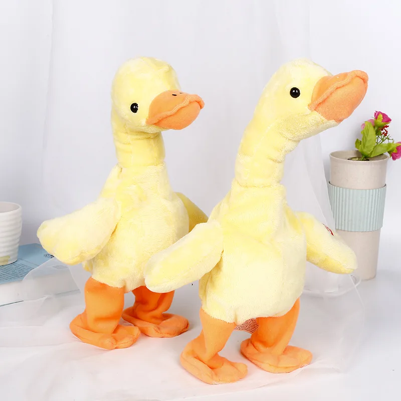 Funny neck yellow duck repeater plush toy can sing talk walk and blame for gifts for 4