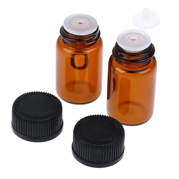 

10PC/Lot Empty 2 ML PVC Amber Essential Oil Bottle With Orifice Reducer And Cap Small Brown Perfume Oil Vials Sample Test Bottle