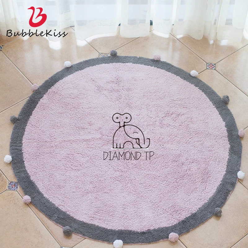 

Bubble Kiss American Round Ball Carpet Cotton Texture Children's Play Mat Photography Props Floor Pink Rug Living Room Carpets