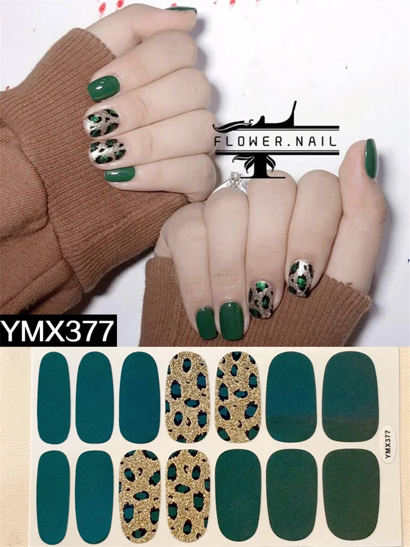 YMX377 Горячее предложение, 1 лист, полное покрытие, наклейки для ногтей, полоски, рождественские смешанные наклейки, наклейки s для дизайна ногтей, обертывание, бумага, фольга, Типсы, тату, маникюр - Цвет: YMX377
