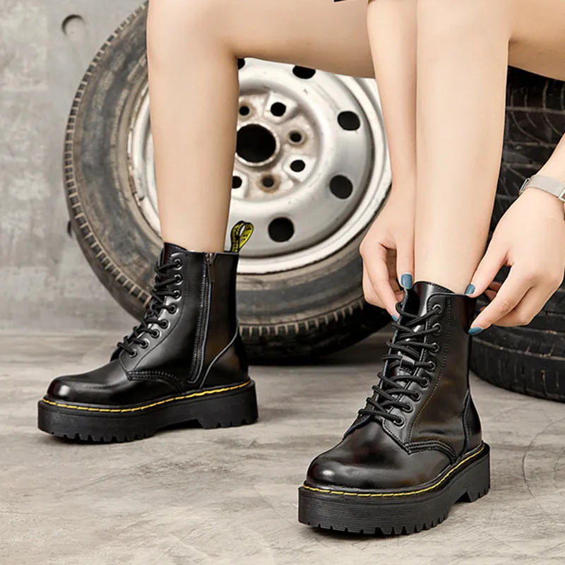 2019 autumn and winter new mid boots women's thick bottom muffin warm plus velvet zipper heel short women | Обувь
