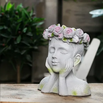 

Epipremnum Flower Pot Creative Figure Sculpture Flower Holder Decor Garden Portrait Art Head Flower Pot flower succulent planter
