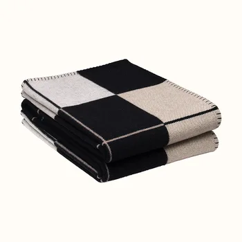 

Letter H Shawl Wool Air Conditioning Blanket Cashmere Blanket To Keep Warm Thickened Good Quality