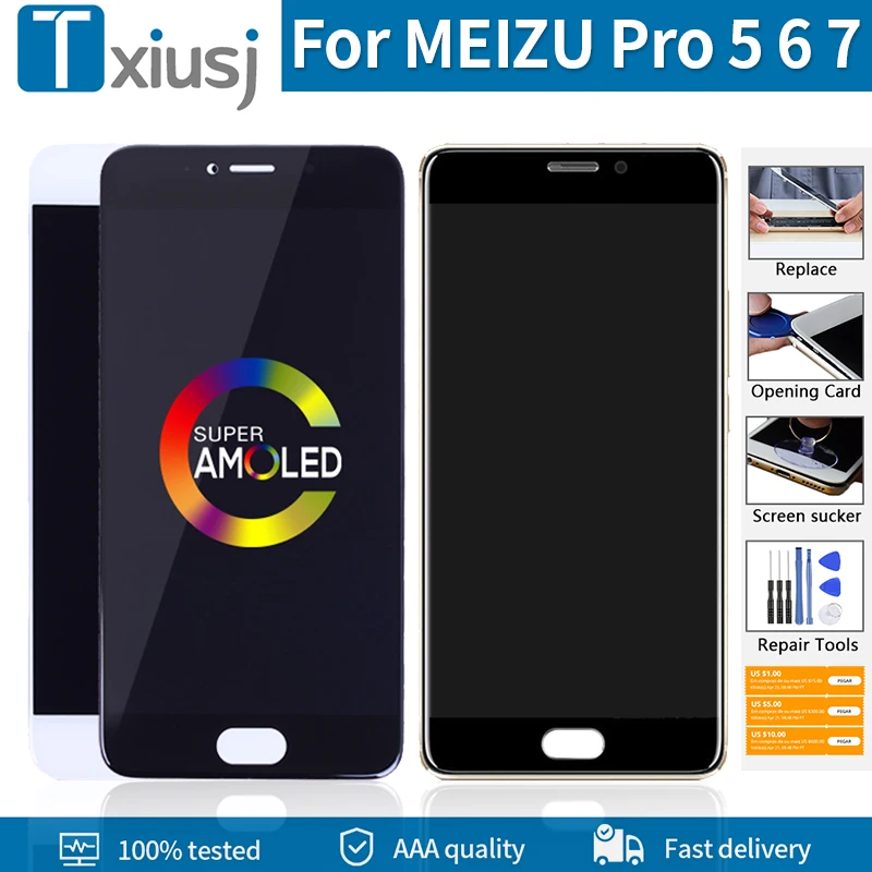 100% протестированный AMOLED для Meizu Pro 6 7 ЖК экран MEIZU 5 дисплей сенсорный + рамка