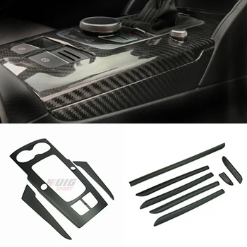 

10pcs Car Interior Moldings Console Gear Shift Panel Door Strips Cover Trim Real Carbon Fiber For Audi A3 S3 RS3 2014 - 2018 LHD