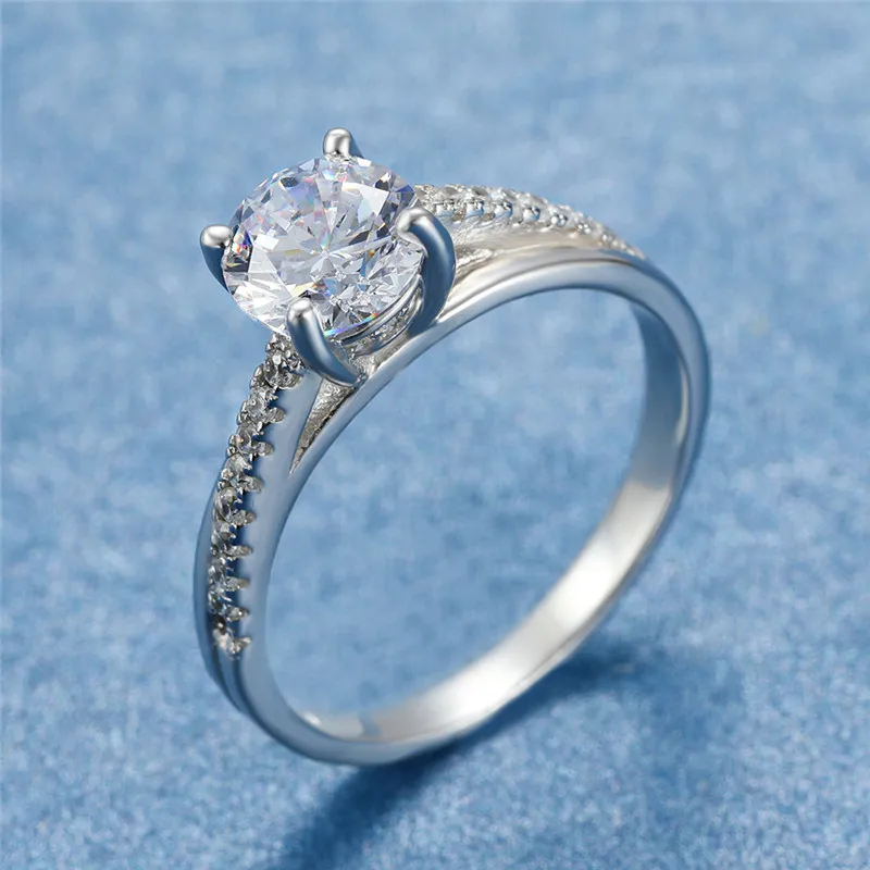 Модные дамские 3CT лабораторный алмаз обручальное кольцо минималистическое обещание на помолвку кольцо модное Настоящее серебро 925 пробы вечерние кольца на палец