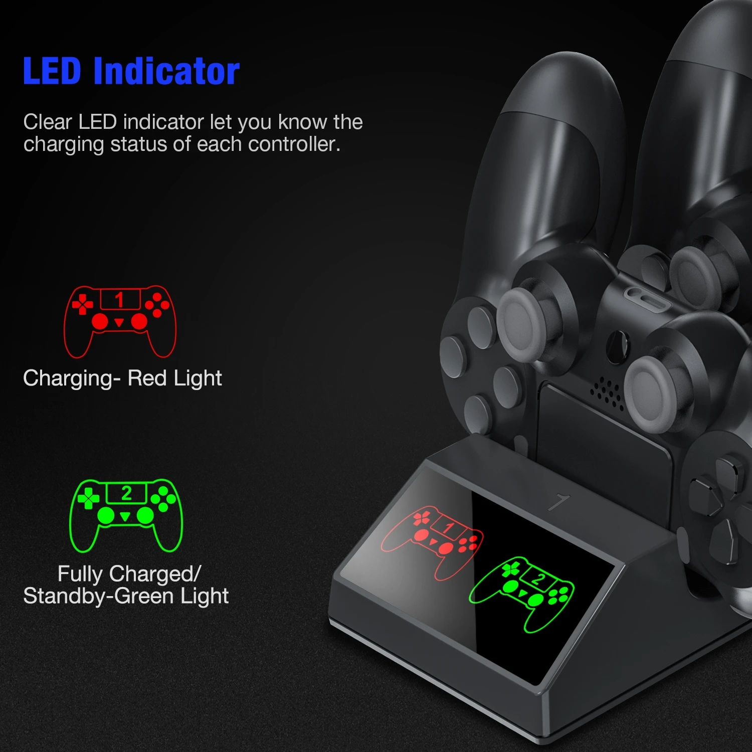 Für PS4-Controller-Ladestation, USB-Dual-Schnellladestation-Dock für PlayStation4/PS4 Slim/Pro Joystick-Gamepad-Controller_voghion.com