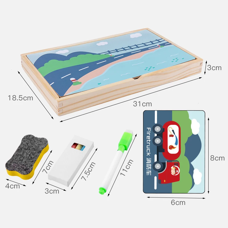 2020 New Children's Early Education Wooden Jigsaw Puzzle Dressing Change / Traffic Magnetic Drawing Board Cognitive Game Free Sh 6