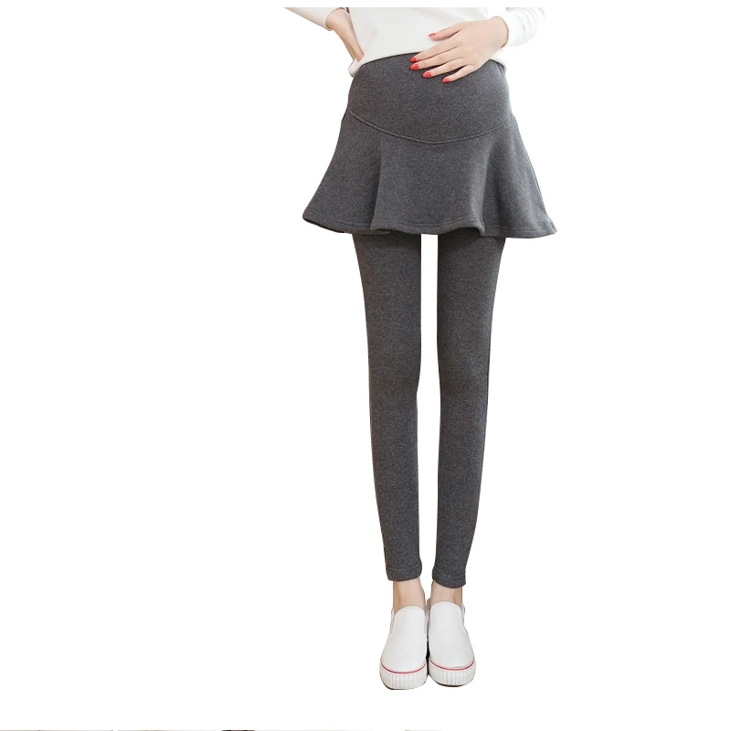Winter Thickening Velvet Warm Pregnant Leggings Cotton Pantskirts For Pegnant Women Skinny Maternity Pants Clothing