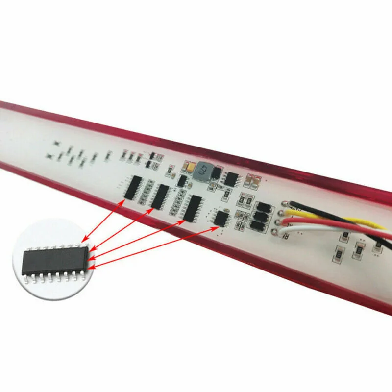 DC10-30V 17 дюймов красный+ желтый 72 светодиоды с хромированным покрытием грузовой автомобильный прицеп транспортное средство остановится рулевого управления хвост светильник полосы