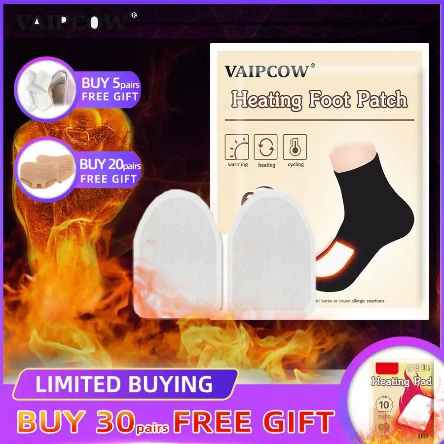 

VAIPCOW Disposable Automatically Winter Heated Insoles Foot patch Women Men Heating Warm About 48 Degree Shoe Inserts Foot Pads