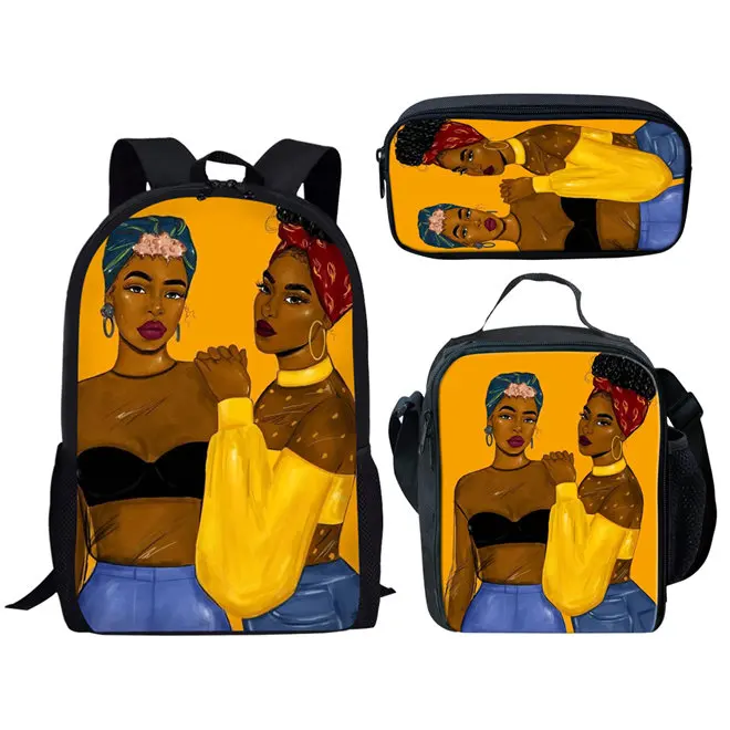 WHEREISART Melanin Poppin черные школьные сумки для девочек-подростков женский рюкзак для путешествий сумка для девочек Прямая мочилы Feminina - Цвет: YQ4065CGK