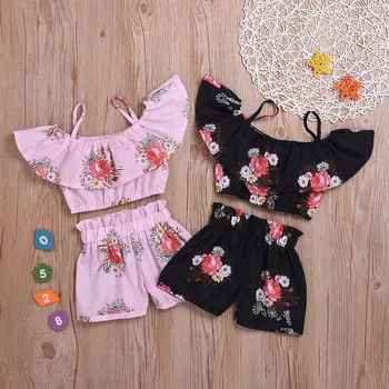 TENDYCOCO ni/ño ni/ños ni/ñas Traje Ropa Negro Manga Larga Camiseta Tops Pantalones Vaqueros para ni/ños de 6-7 a/ños