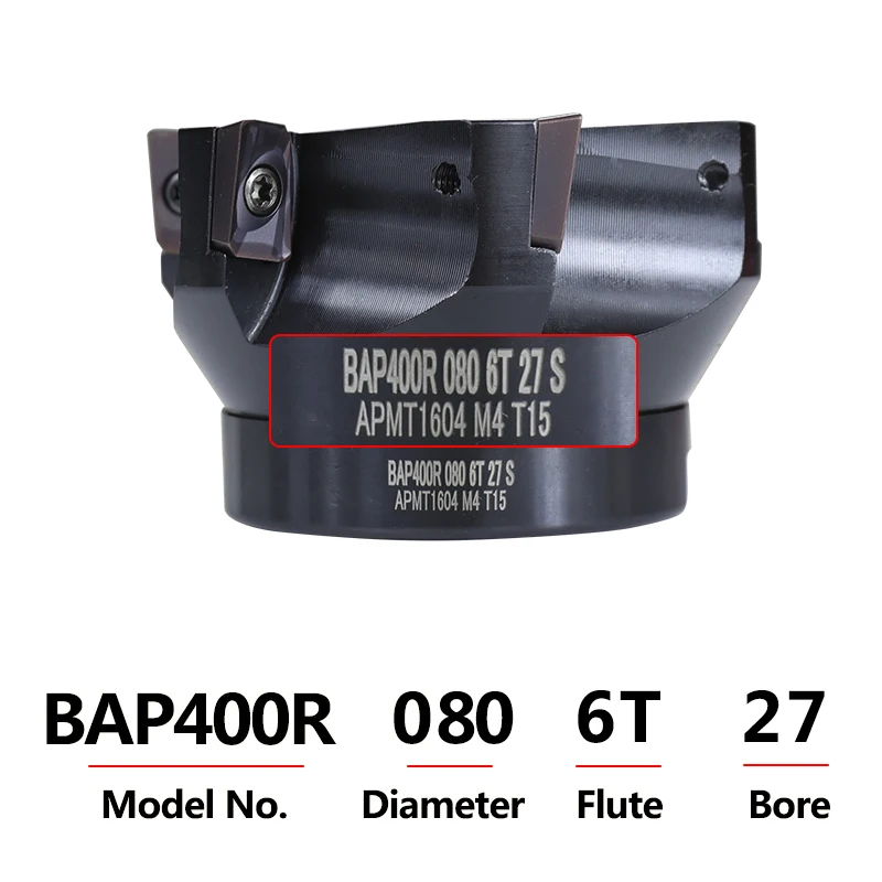 Metal Cutter Plate Set BAP400R80-27-6T With Inserts Screw 6 Insert Clamped Milling Cutter Tool Carbide Milling Cutter Plate