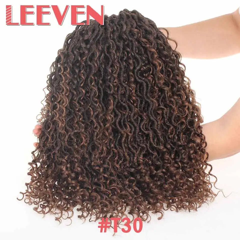 Leeven, 18 дюймов, бохо, грязная богиня, искусственные локоны в стиле Crochet, косички, волосы в богемном стиле, с завитками, концы, синтетические, Омбре, косички, наращивание волос - Цвет: T1B/30