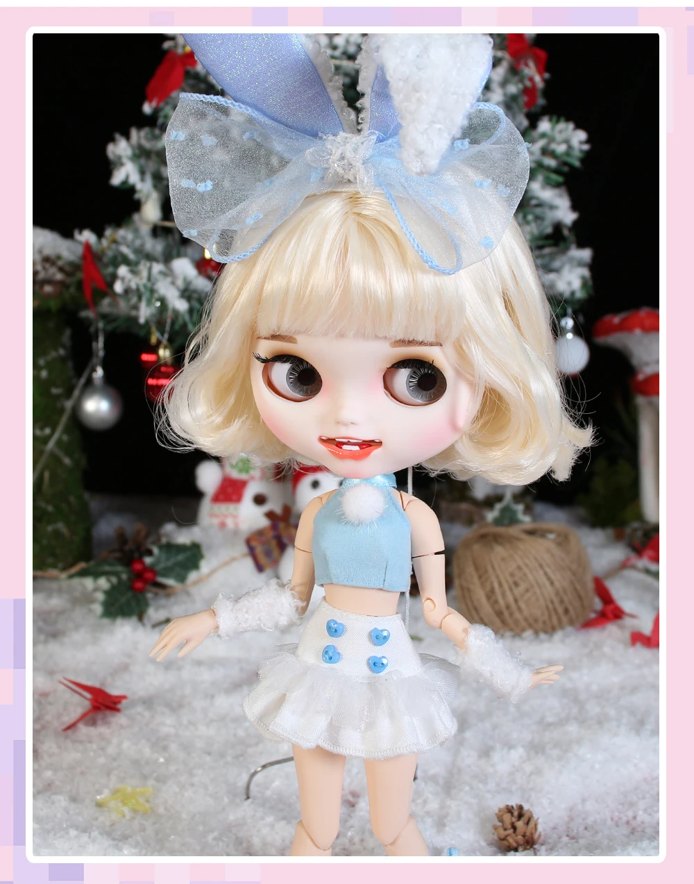 Neo Blythe Doll Top with Skirt With Bunny Headdress 1