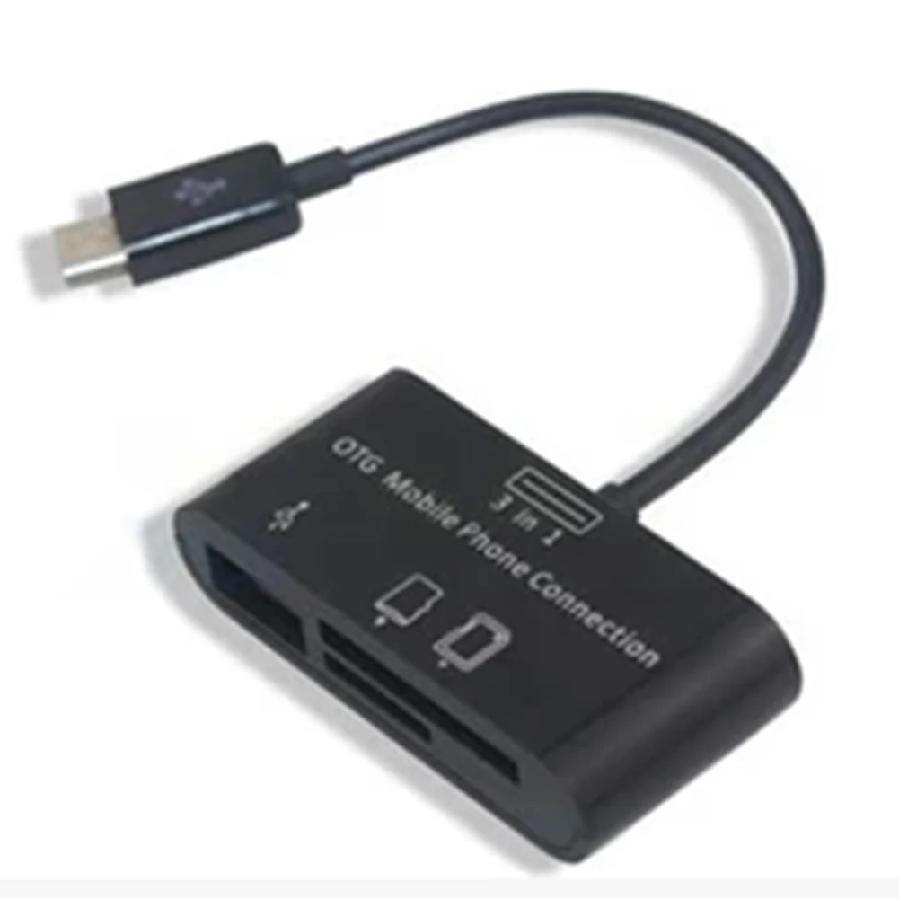 3 в 1 Micro USB стабильный адаптер хаб телефонный сплиттер быстрая передача кард-ридер TF с кабелем OTG внешний для samsung