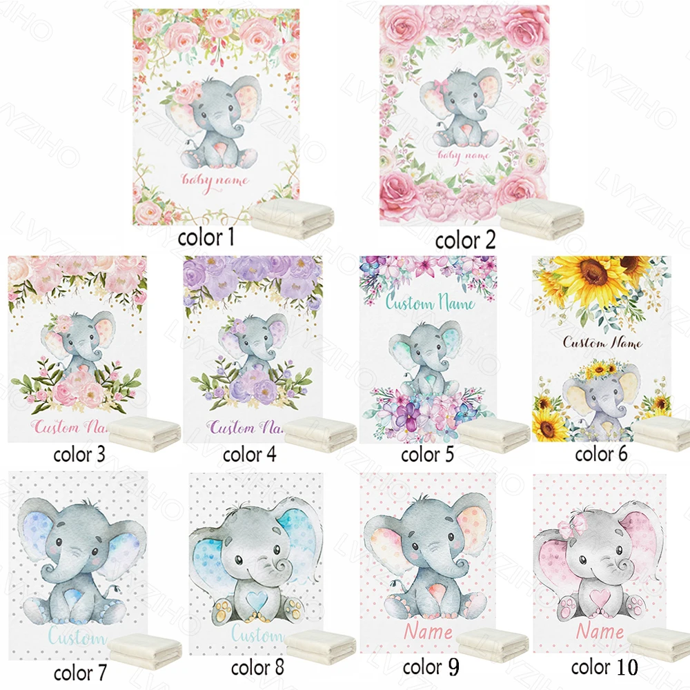 Personalized Baby Blanket With Sunflower & Elephant - Custom Name Nursery Blanket 30x40 Inches - View #3