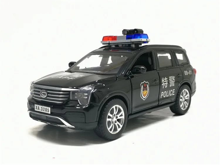 1:32 модель автомобиля из сплава Chuan Qi Trumpchi GS8 полицейская серия SUV с музыкальной вспышкой, звуковой светильник, игрушка для автомобиля, подарки для детей - Цвет: Black 2