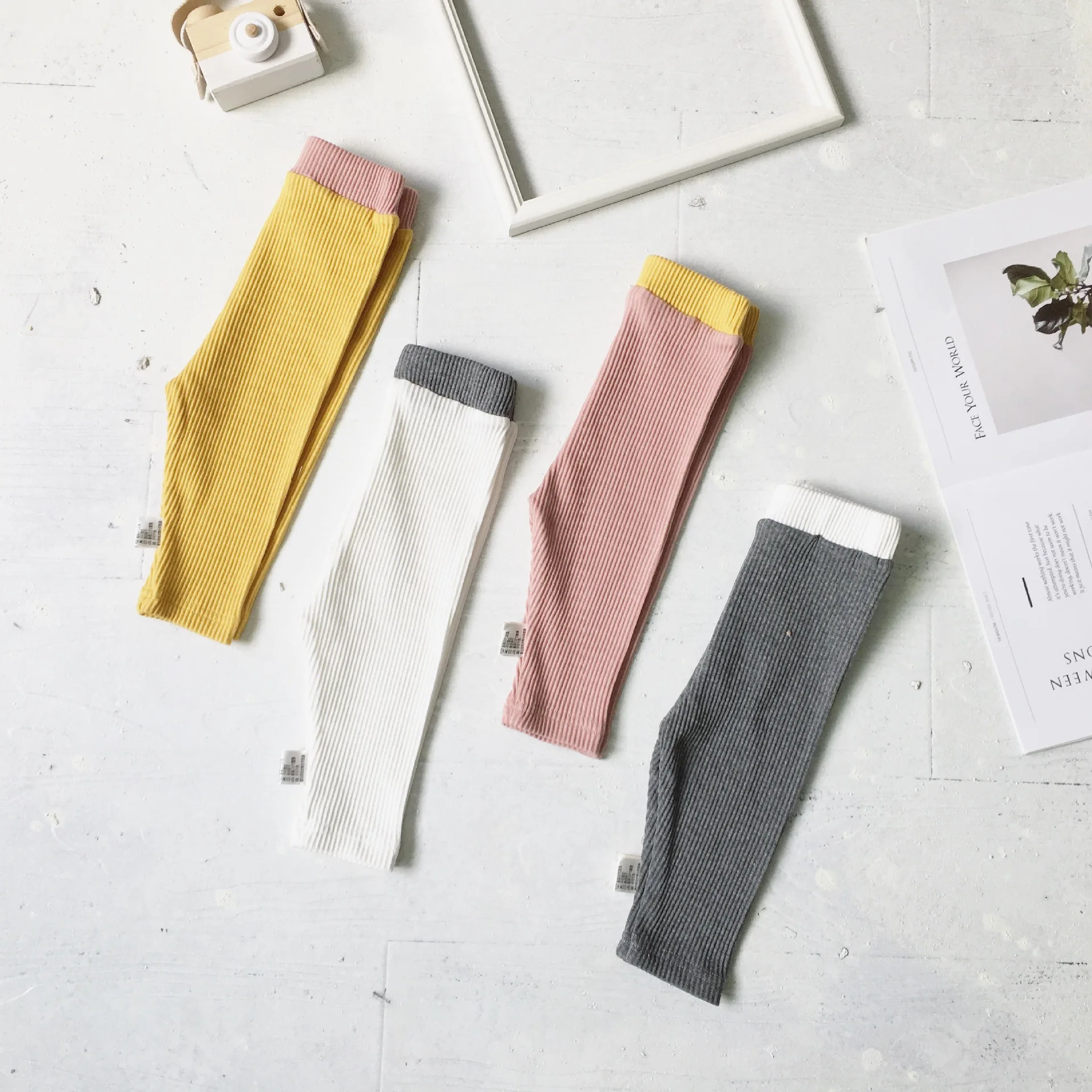 

2019 Spring And Autumn New Style Childrenswear Korean-style Infants Child Waist Mouth Contrast Color Sunken Stripe Pure Cotton L