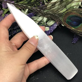 

Selenite Crystal Wand Healing Massage Spiral Polished Log Stick Gypsum Cleanse