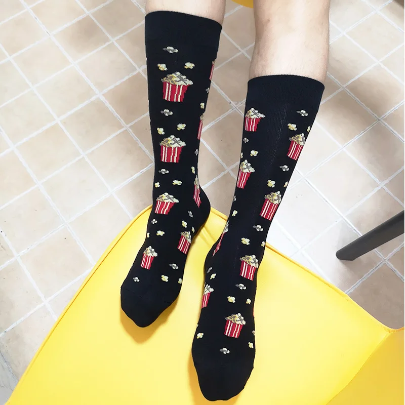 Downstairs Food Men's Socks Pizza Cake Autumn New Arrived Cotton Hip Hop Streetwear Dress Happy Socks Sloth Kaos Kaki