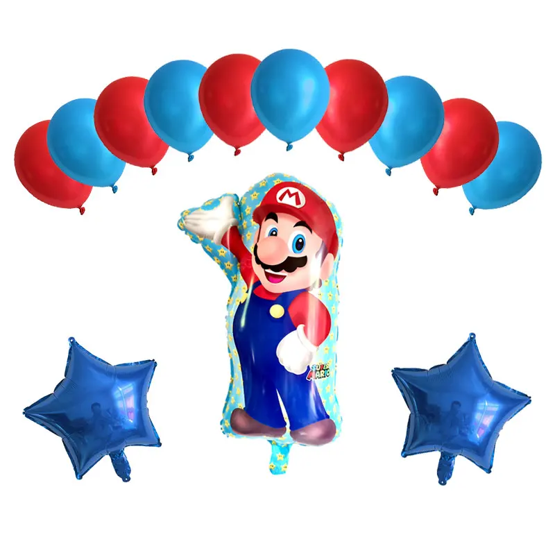 13 шт./партия 60*45 см воздушные шары Супер Марио 18 дюймов синие красные звезды круглые воздушные шары День рождения Марио Bros воздушный шар из майлара украшения - Цвет: Бургундия