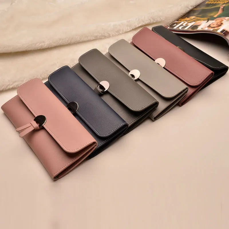 

Female Wallet PU Leather Long Purse Black/pink/blue/green/gray Famous Brand Designer Wallet Women 2019 Quality Female Purse