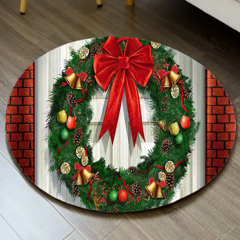 Рождественская елка, детский игровой коврик, Круглый фланелевый коврик для ванной, коврик с оленем, Санта-Клаусом, подушка для стула, ковер для гостиной - Цвет: No-9